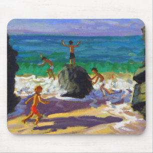 climbing rocks Porthmeor beach St Ives 2013 Mouse Pad