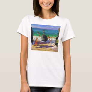 climbing rocks Porthmeor beach St Ives 2013 T-Shirt