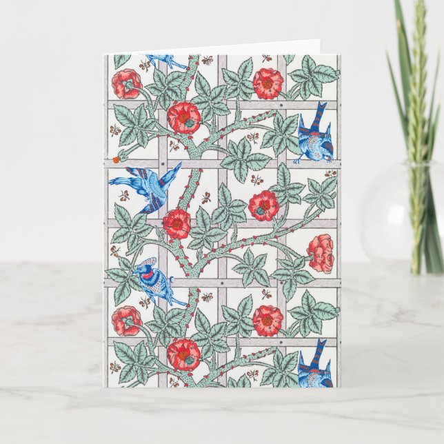 Climbing Rose & Small Bird, William Morris Card (Front)