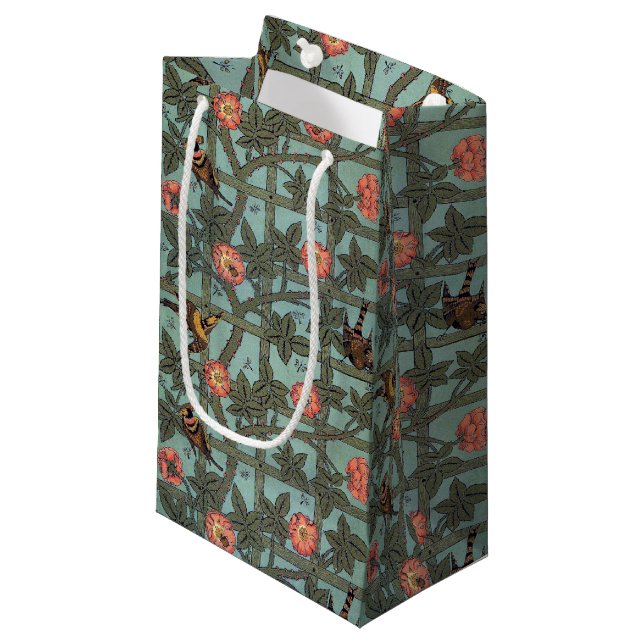 Climbing Rose & Small Bird, William Morris Gift Bag (Front Angled)