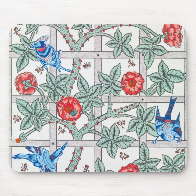 Climbing Rose & Small Bird, William Morris Mouse Pad (Front)