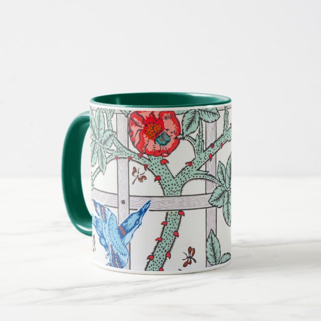 Climbing Rose & Small Bird, William Morris Mug (Front Left)