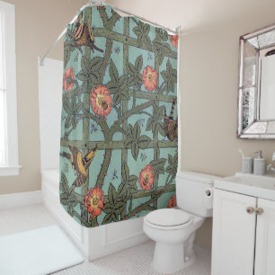Climbing Rose & Small Bird, William Morris Shower Curtain