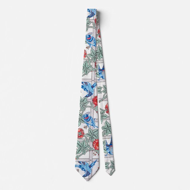 Climbing Rose & Small Bird, William Morris Tie (Front)
