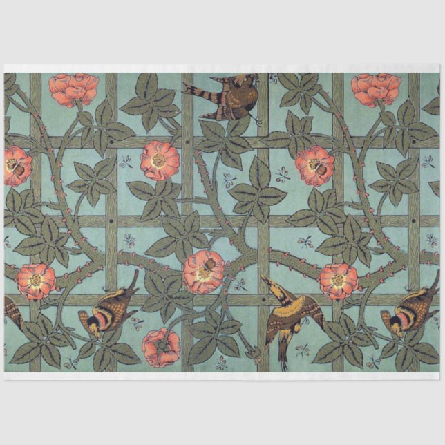 Climbing Rose & Small Bird, William Morris Tissue Paper (Front)