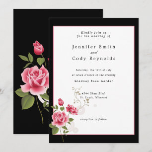 Climbing Roses in Pink Wedding Invitation