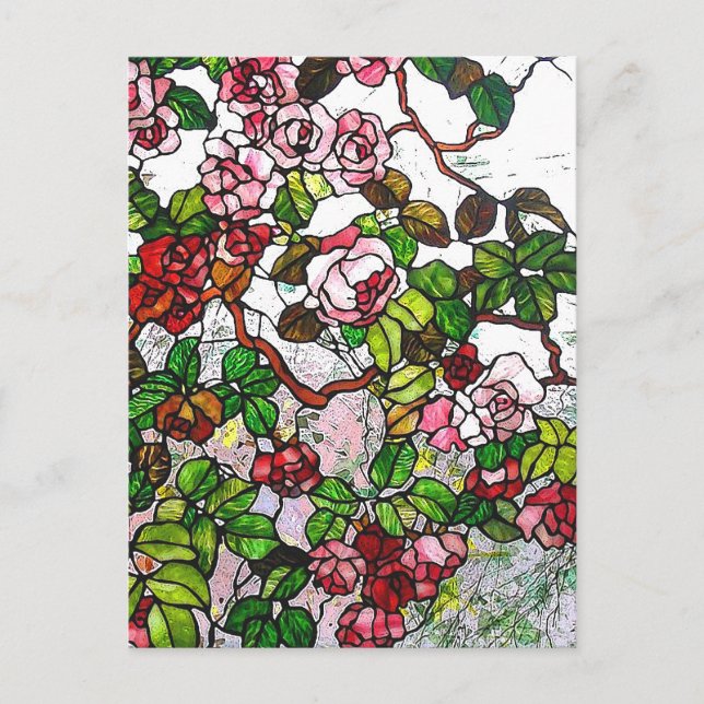 Climbing Roses - stained glass Postcard (Front)