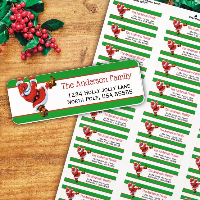 Climbing Santa Christmas Return Address Label (Creator Uploaded)