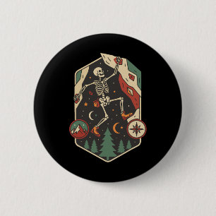 Climbing Skeleton Rock Bouldering Adventure 6 Cm Round Badge
