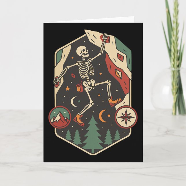 Climbing Skeleton Rock Bouldering Adventure  Card (Front)
