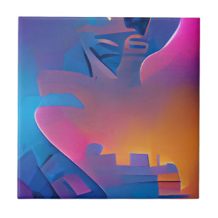 Climbing the dream tower abstract digital art ceramic tile