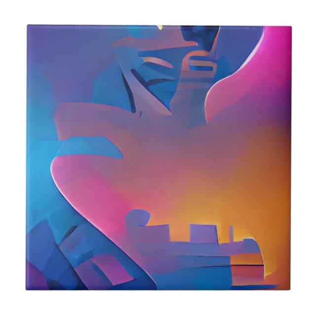 Climbing the dream tower abstract digital art  ceramic tile (Front)