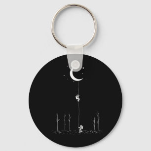 Climbing The Moon Print Design Astronomy Space Ner Key Ring