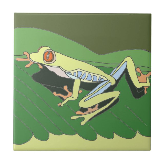 Climbing Tree Frog Ceramic Tile (Front)