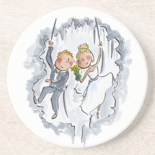 Climbing Wedding Couple Coaster
