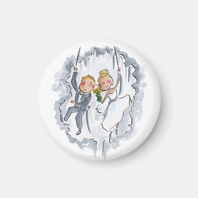 Climbing Wedding Couple Magnet (Front)