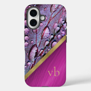 Clinging Raindrops Monogrammed iPhone 16 Case