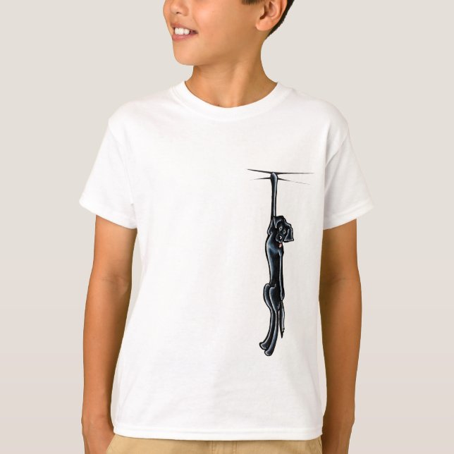 Clingy Black Lab Off-Leash Art™ T-Shirt (Front)