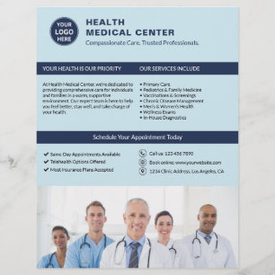 Clinic Doctor Healthcare Custom Logo Light Blue Flyer