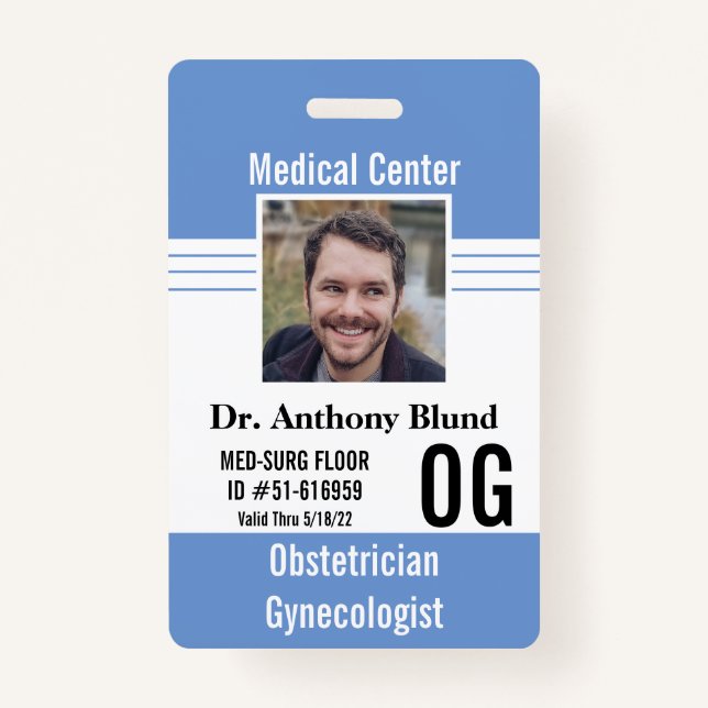 Clinic Doctor identification Photo Name Bar Code ID Badge (Front)