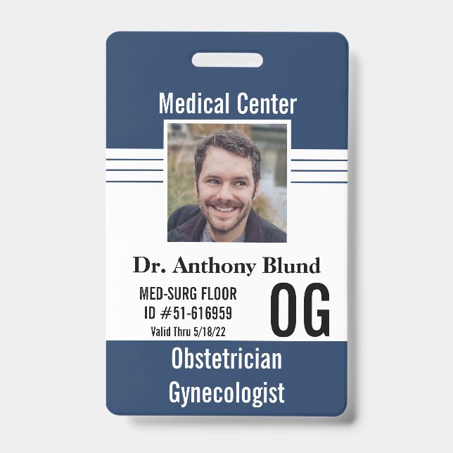 Clinic employee identification Photo Name Bar Code ID Badge (Front)