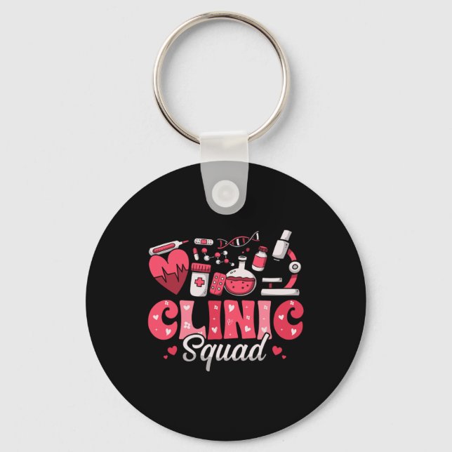 Clinic Squad Stethoscope Leopard Nurse Valentine's Key Ring (Front)