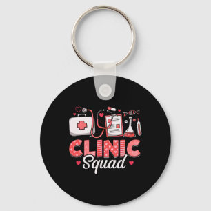 Clinic Squad Stethoscope Leopard Nurse Valentine's Key Ring