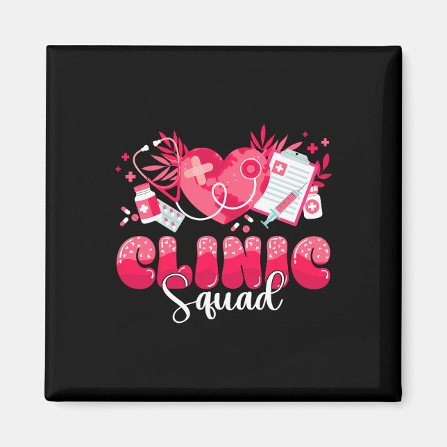 Clinic Squad Stethoscope Leopard Nurse Valentine's Magnet (Front)