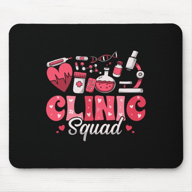 Clinic Squad Stethoscope Leopard Nurse Valentine's Mouse Pad (Front)