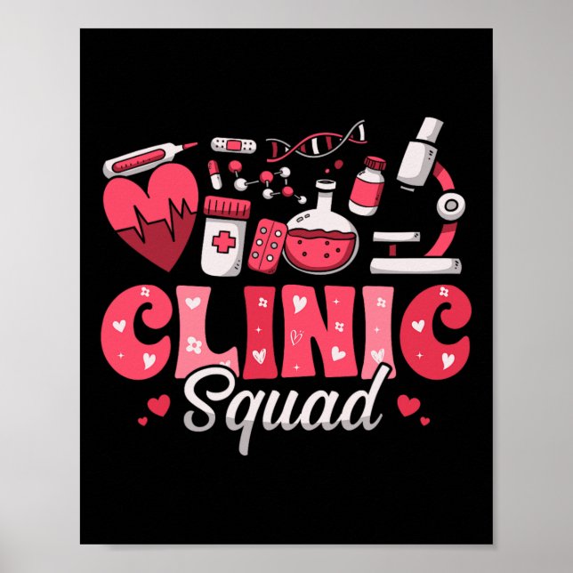 Clinic Squad Stethoscope Leopard Nurse Valentine's Poster (Front)
