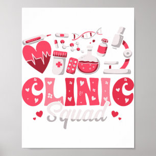 Clinic Squad Stethoscope Leopard Nurse Valentine's Poster