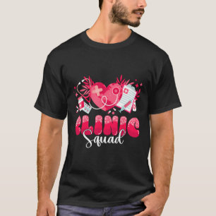 Clinic Squad Stethoscope Leopard Nurse Valentine's T-Shirt