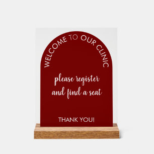 Clinic Welcome Sign – Register and Take a Seat