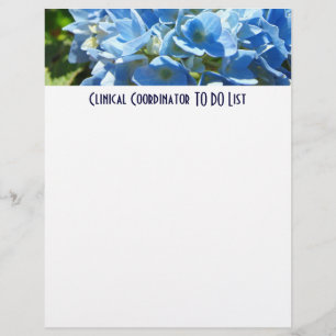 Clinical Coordinator TO DO lList paper Hydrangeas