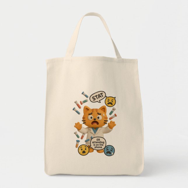 Clinical Lab Tech Cat Running So Many Tests Tote Bag (Front)