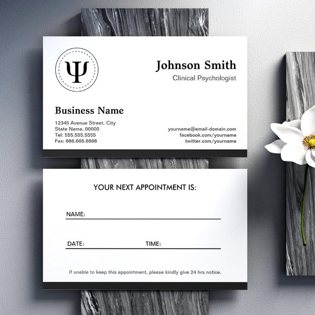 Clinical Psychologist Simple Logo Appointment Card (Creator Uploaded)