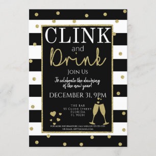 clink and drink new year party PTO PTA Invitation