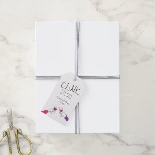 Clink Holiday Cheers Wine Glasses Merry Everything Gift Tags