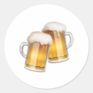 Clinking Beer Mugs - Emoji Classic Round Sticker