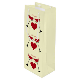 Clinking Glasses & Hearts Wine Gift Bag
