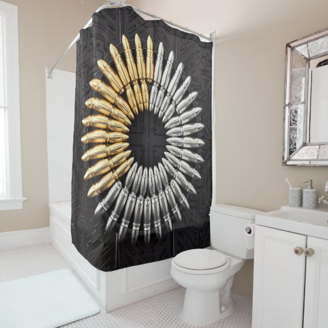 Clint Eastwood Bullet Action Shower Fun Play Shower Curtain (In Situ)