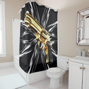Clint Eastwood Gun Action Shower Fun Play Curtain
