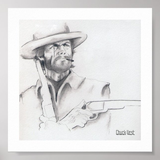 Clint Eastwood Pencil Art Posters (Front)