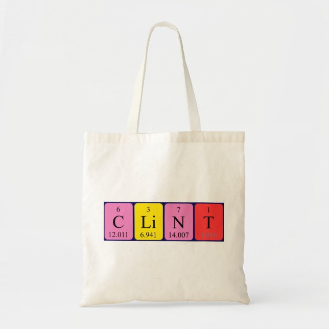 Clint periodic table name tote bag (Front)