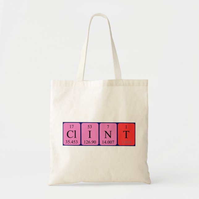 Clint periodic table name tote bag (Front)