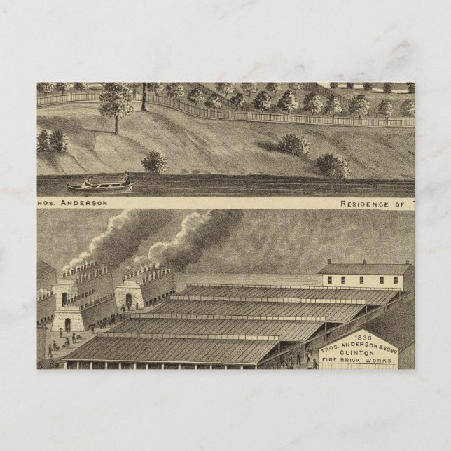 Clinton Fire Brick Works Anderson's Landing Postcard (Front)