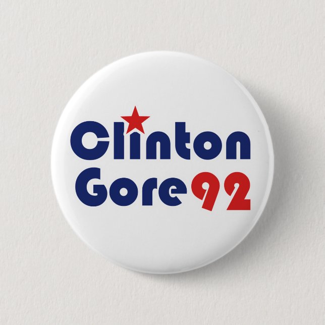 Clinton Gore 92 Retro Democrat 6 Cm Round Badge (Front)
