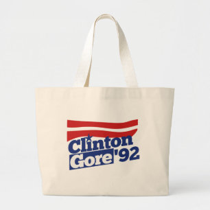 Clinton Gore 92 retro politics Large Tote Bag