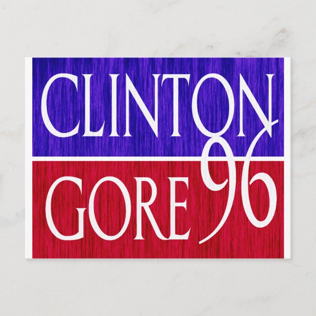 Clinton Gore 96 Distressed Design Postcard (Front)