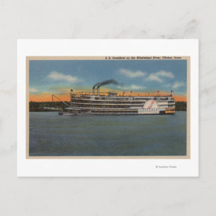 Clinton, IA - View of S.S.President Postcard